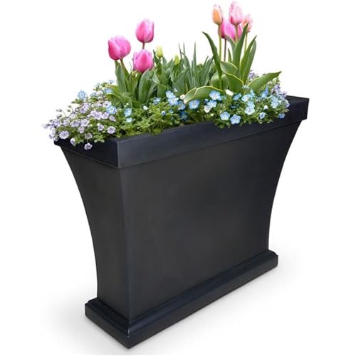 Mayne Bordeaux 40in Rectangular Trough Planter, Black