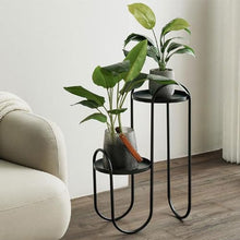 Simple Plant Stand Indoor Outdoor Flower Rack 2 Tier Metal Plant Shelf For Plants Multiple Flowerpot Holder Potted Rustproof Iron Flower Stand Practical Plant Display Rack For Corner Living Roo