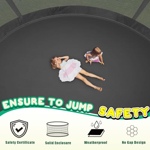 Liyarya 16FT Outdoor Trampoline with Basketball Hoop & Sprinkler, Black