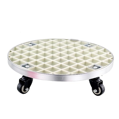 QUANGJN Heavy Duty Plant Caddy with Industrial Grade Pu Caster Wheels, Load Bearing 440Ib,Round Large Rolling Plant Stand Dolly with Aluminum Edge,for Moving Potte,White-43cm/17in