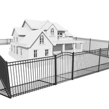 Fencer Wire 76FT Heavy Duty Flat Top Fence Barrier Kit, Anti-Rust Metal Steel Fence with 5FT Height X 8FT Width Panels, with Arched Gate, Posts, Connectors, Outdoor Fencing for Yard