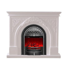 Decorative Fireplace Traditional Style Freestanding Fireplace with Mantel, Birdcage Shaped Core and 3D Realistic Flame(Silver)