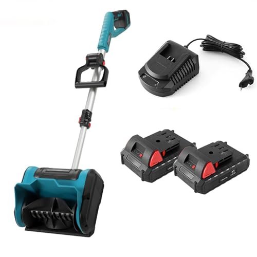 16-Inch Cordless Snow Shovel, Battery Powered Snow Blower,4.0 Ah Battery Pack, and Quick Charger Included，for Driveway, Patios, Sidewalks,Blue-2Battery