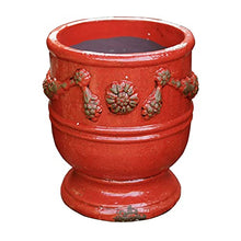 Flower Pot Round Concrete Planter, Plant Pot with Drainage Hole, Decorative Planters Large Cement Planter Containers for Indoor Plants and Outdoor House Plants, Succulents, Flowers (Color : Rojo, Si