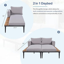 Merax Outdoor Patio Daybed with Wood Topped Side Spaces Grey