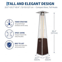 Garvee Pyramid Propane Patio Heater with Wheels & Waterproof Cover, Brown