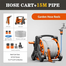 MDYHY Flexible Hose Reel Truck Lawn Water Hose Bracket Truck, Wall Mounted Flexible Hose Reel Truck, Portable Hose Storage Rack (Hose Cart+15m Pipe)