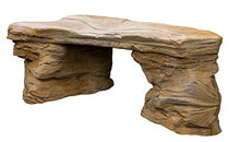 Athena Garden Cast Stone Petrified Rock Bench Set - 3 Piece Commercial Grade Concrete Patio Furniture in Natural Stone Colors