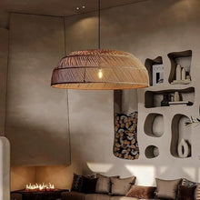 zhongheng Woven Pendant Light,Rustic Rattan Hanging Lamp Adjustable Handwoven Basket Shade Boho Fixtures for Kitchen Island Dining Room Bedroom Farmhouse Bar Foyer Hallway(23.6in)