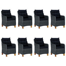 Heofavd Dark Grey Outdoor Dining Set PE Rattan 8 Seater Rectangular Patio Furniture Set with Removable Cushions Powder Coated Steel Frame for Garden Terrace Balcony Backyard