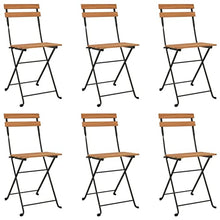 JIQHOHX 7 Piece Folding Bistro Set Solid Wood Acacia and Steel, Garden Table and Chairs, Garden Chairs Set, Patio Set, Outdoor Table and Chairs