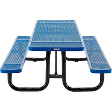 Global Industrial 8’L Rectangular Picnic Table, Expanded Metal, Blue