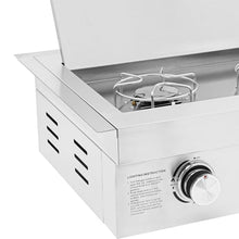 Grilling Side Burners for Outdoor Kitchen, 3.5KW Stainless Steel Embedded Grill Burners, Duty Heavy Grill Burners with Cover Plate, Heat Dissipation Holes (Double Holes(Natural Gas))