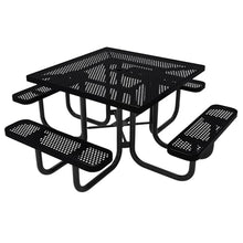 COATEDOUTDOORFURNITURE 46In Square Picnic Table, Punched, Black