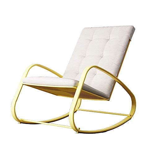 Renovation House Chairs Lounge Chair Rocking Chair Single Lounge Chair Sun Lounger Suitable for Home Bedroom Balcony Garden Durable (Color : Yellow)