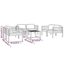 POUFGDR Aluminum Patio Lounge Set with Cushions, Modular Anthracite Outdoor Seating with Back Pillows