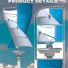 AISINILALAO Vertical Wind Turbine Generator Free Energy Windmill Power 2000W 1500W 12V 24V 48V 10 Blades with Mppt Charge Controller,Blue,48v