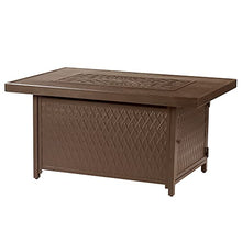 Rectangular 48 in. x 36 in. Aluminum Propane Fire Pit Table, Glass Beads, Two Covers, Lid, 57,000 BTUs in Brown Finish