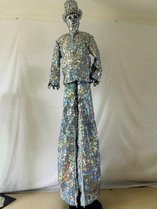 HoHoHuo Silver Mirror Man Performance Costume XLarge
