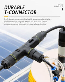 TBANVOO Electric Rotating Dual-Head Solar Panel Cleaning Brush with Carbon Fiber Telescopic Pole, Water-Fed, for Power Plants & Solar Farms 7m