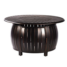 Oakland Living Aluminum 57,0000 BTU 44 in. Round Propane Black Fire Pit Table with Fire Beads, Lid, Propane Tank Cover and Table Fabric Covers in Copper Finish