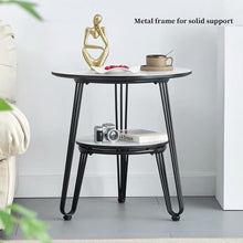 Side Table, Round Side Table with Storage Small Bedside with Metal Frame Modern Nightstand