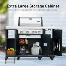 Brand-Man 4-Burner Gas Outdoor Kitchen Grill Island with Side Burner