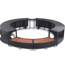Round Hot Tub Surround with Storage, Synthetic Poly Rattan Spa Enclosure for Outdoor Patio Garden, 111.4 Inch Diameter, Black