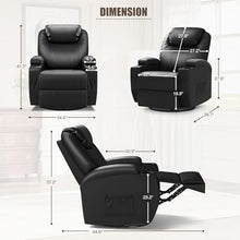 Dual Motor Electric Power Rotating Recliner Chair with Massage and Heat, Rocking Reclining Chair with Remote Control, Faux Leather Living Room Recliner for Adults