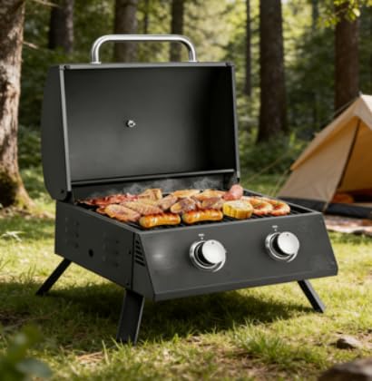 Portable Propane Gas Grill for Camping & Travel - BTU Outdoor BBQ Grill for Family Picnics, Tailgating, and Patio Cooking