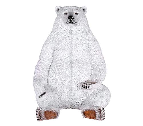 Design Toscano Oversized Sitting Pretty Polar Bear Statue with Paw Seat White