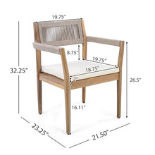 callmego Natural Acacia Wood Outdoor Dining Chair – Rustic Teak-Look Patio Seating with Woven Rope Backrest and Weather-Resistant Finish (Cream + Teak+ Beige + Acacia Wood + Fabric + Rope-1)