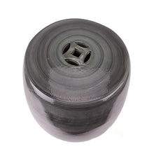 LINKIO Garden Stool Ceramic Garden Stool, Black Glaze with Coil Pattern, Decorative Indoor Outdoor Drum Design Ottomans