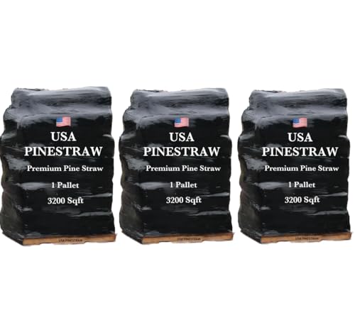 Long Needle Pine Straw Mulch - 3200 Sqft Coverage 3 Set - Premium USA Harvested PineStraw for Landscaping, Weed Control, Moisture Retention & Erosion Control - USA Pinestraw
