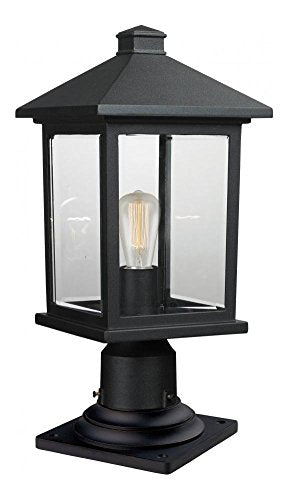 Black Portland 17.75" Tall 1 Light Outdoor Lantern Pier Mount Light