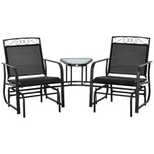 lafengyan Outdoor Glider Chair with Center Table for Patio, Backyard or Garden - Durable Steel Frame with Breathable Sling Fabric Seating