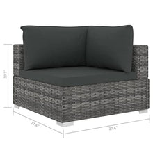 BUKSCYJS Patio Couch, Patio Lounge Chairs, 12 Piece Patio Lounge Set with Cushions, Robust and Durable Suitable for Porch, Balcony or Other Outdoor Space Poly Rattan Gray