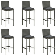 VGLQNRPT 7 Piece Patio Bar Set with Cushions, Outdoor Poly Rattan Counter Table and 6 Stools, Gray