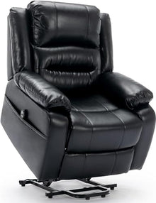 Power Lift Recliner Chair with Massage and Heat, Comfort Electric Reclining Sofa with Remote Control, PU Leather Ergonomic Lounge Home Theater Seating for Elderly, Black