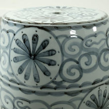Artissance Approx. 17" High Soft Sky Blue Hand-Glazed Ceramic Garden Stool with Flower Motif