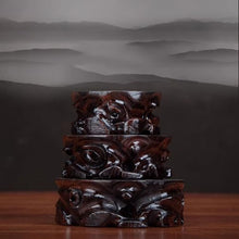 YYBOES Plant Pedestal Stand Strange Stone Base Solid Wood Can be Dug Into The Flower Pot Ornament Base Jade Stone Round Raised Tray Pedestal Stands for Display