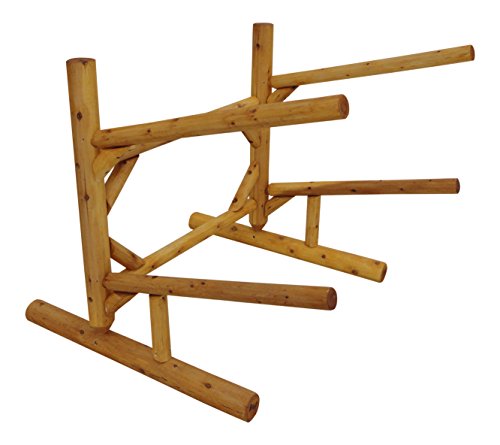 Log Kayak Rack 2-Place 1-Sided Canoe and Kayak Storage Rack Natural