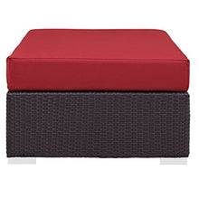 Modern Contemporary Urban Design Outdoor Patio Balcony Rectangle Ottoman, Red, Rattan