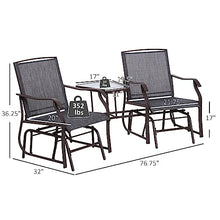 Two-Seat Patio Glider Chairs with Table, Outdoor Rocking Lounge Chairs for Backyard, Garden, Porch