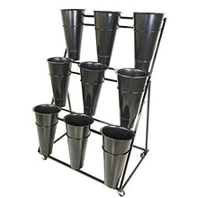 XJJUN Plant Flower Stand Flower Bucket Universal Wheel Creative Style Display Stand Removable Living Room Courtyard Bearing Strong, 2 Colors, 9 Barrels (Color : Black, Size : 70x50x105cm)