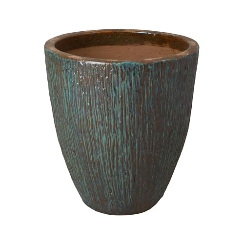 Emissary 21in Teal Stoneware Round Planter