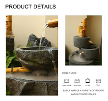 Outdoor Fiberglass Water Fountain Landscape Decoration Set, Rustic Bamboo Detached Water Fountain for Porch Deck Garden Patio(B)
