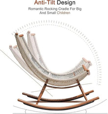 UWYTGF Rattan Weaving Rocking Chair High Back Padded Seat, Outdoor Rocking Chair,Comfortable Relax Rocking Chair,Patio Garden Breathable Rocking Chair