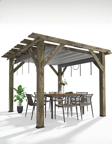 VerisShade 10x10 Ft Cedar Pergola with Canopy Charcoal Grey