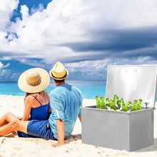 Drop in Ice Chest, 28" L x 18" W x 17" H Outdoor Kitchen/Patio Ice Bar with Hinged Locking Cover & Drain Plug for Wine, Beer, and Beverages